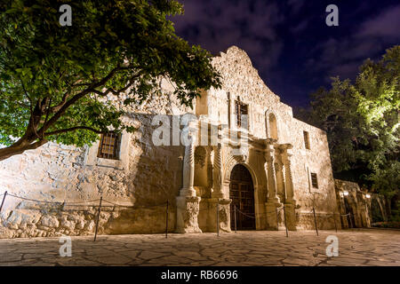 Die Alamo - Standort einer heroischen Schlacht für Texas' Unabhängigkeit von Mexiko in 1835, San Antonio, Texas, USA Stockfoto