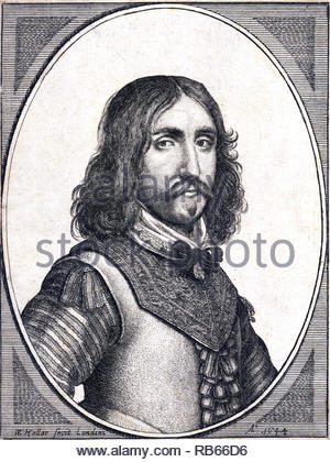 Nathaniel Fiennes Portrait, 1608 - 1669, war ein englischer Politiker, der im Unterhaus zu verschiedenen Zeiten saß zwischen 1640 und 1659. Er war Offizier in der parlamentarischen Armee während des Englischen Bürgerkriegs und ein aktiver Verfechter der republikanische Ursache Während des Interregnums, Radierung von Böhmische Kupferstecher Wenzel Hollar von 1644 Stockfoto