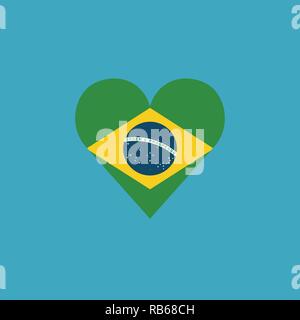 Brasilien Flagge Symbol in Form eines Herzens in flacher Ausführung. Tag der Unabhängigkeit oder der nationalen Feiertag Konzept. Stock Vektor