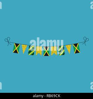 Dekorationen bunting Flags für Jamaika nationalen Feiertag in flacher Ausführung. Tag der Unabhängigkeit oder der nationalen Feiertag Konzept. Stock Vektor