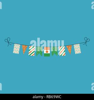 Dekorationen bunting Flags für Niger nationalen Feiertag in flacher Ausführung. Tag der Unabhängigkeit oder der nationalen Feiertag Konzept. Stock Vektor