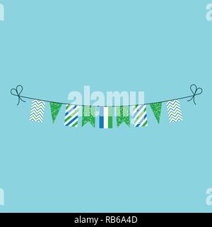 Dekorationen bunting Flags für Sierra Leone national day Holiday in flacher Ausführung. Tag der Unabhängigkeit oder der nationalen Feiertag Konzept. Stock Vektor