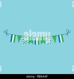 Dekorationen bunting Flags für Sierra Leone national day Holiday in flacher Ausführung. Tag der Unabhängigkeit oder der nationalen Feiertag Konzept. Stock Vektor