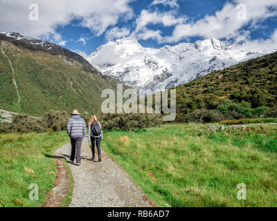 Sealy Gebirgsseen, Aoraki / Mount Cook, Neuseeland, NZ Stockfoto