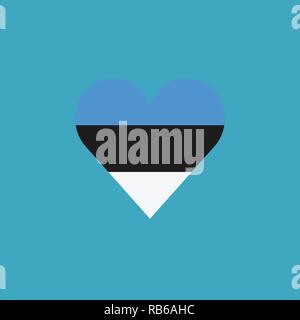 Estland Flagge Symbol in Form eines Herzens in flacher Ausführung. Tag der Unabhängigkeit oder der nationalen Feiertag Konzept. Stock Vektor
