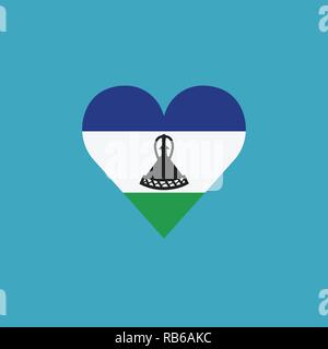 Lesotho Flagge Symbol in Form eines Herzens in flacher Ausführung. Tag der Unabhängigkeit oder der nationalen Feiertag Konzept. Stock Vektor