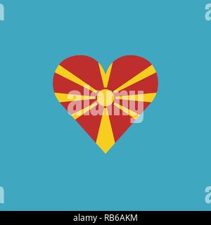 Mazedonien Flagge Symbol in Form eines Herzens in flacher Ausführung. Tag der Unabhängigkeit oder der nationalen Feiertag Konzept. Stock Vektor