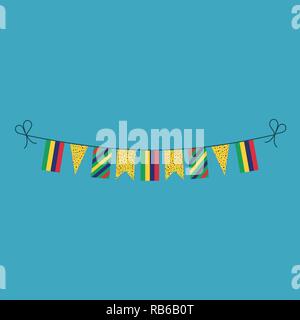 Dekorationen bunting Flags für Mauritius nationalen Feiertag in flacher Ausführung. Tag der Unabhängigkeit oder der nationalen Feiertag Konzept. Stock Vektor