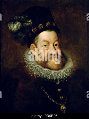 Rudolf II (1552-1612) Kaiser des Heiligen Römischen Reiches, König von Ungarn und Kroatien (wie Rudolf I, 1572-1608), König von Böhmen (1575-1608/1611) und Erzherzog von Österreich (1576-1608). Er war ein Mitglied des Hauses Habsburg. Stockfoto