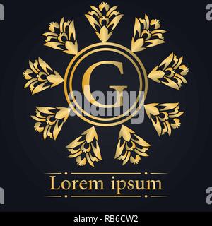 Buchstabe G Golden Monogramm Stock Vektor