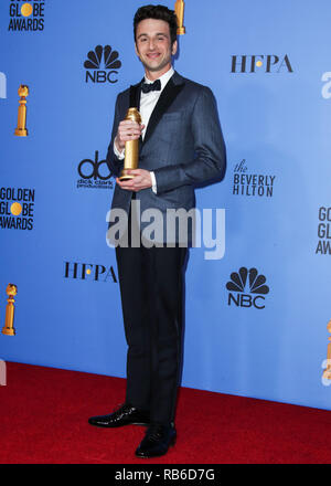 Beverly Hills, Vereinigte Staaten. 06 Jan, 2019. BEVERLY HILLS, Los Angeles, CA, USA - Januar 06: Komponist Justin Hurwitz stellt in der Presse Zimmer auf der 76. jährlichen Golden Globe Awards im Beverly Hilton Hotel am 6. Januar 2019 in Beverly Hills, Los Angeles, Kalifornien, USA. (Xavier Collin/Image Press Agency) Quelle: Bild Presse Agentur/Alamy leben Nachrichten Stockfoto