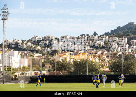 LA MANGA, Spanje, 07-01-2019, Fußball, La Manga Club Resort, niederländischen Eredivisie, Saison 2018/2019, Stadion Übersicht, während der Test Match NAC-Sint-Truiden, Stockfoto