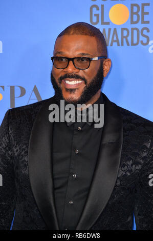 Beverly Hills, USA. 06 Jan, 2019. LOS ANGELES, Ca. Januar 06, 2019: Tyler Perry am2019 Golden Globe Awards im Beverly Hilton Hotel. © 2019 GFS Photo Library/PictureLux ALLE RECHTE VORBEHALTEN. Credit: PictureLux/Hollywood Archiv/Alamy leben Nachrichten Stockfoto