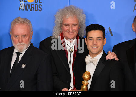 Beverly Hills, USA. 06 Jan, 2019. LOS ANGELES, Ca. Januar 06, 2019: Brian May, Rami Malek & Roger Taylor an der 2019 Golden Globe Awards im Beverly Hilton Hotel. © 2019 GFS Photo Library/PictureLux ALLE RECHTE VORBEHALTEN. Credit: PictureLux/Hollywood Archiv/Alamy leben Nachrichten Stockfoto