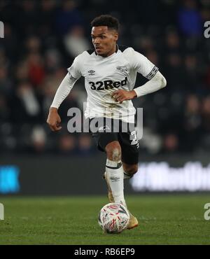 DUANE HOLMES, Derby County FC, DERBY COUNTY V SOUTHAMPTON, die Emirate FA Cup 3. Runde, 2019 Stockfoto