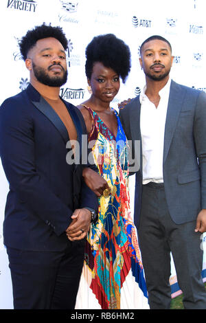 Ryan Coogler, Danai Gurira und Michael B. Jordanien die Teilnahme an der '10 Direktoren zu beobachten Brunch" während der 30 Palm Springs International Film Festival auf dem Parker Hotel am 4. Januar 2018 in Palm Springs, Kalifornien. Stockfoto