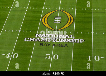 Santa Clara, Kalifornien, USA. 7 Jan, 2019. Januar 07, 2019 - Santa Clara, Kalifornien, USA - ein allgemeiner Überblick über Levi's Stadium vor dem College Football Endspiel nationale Meisterschaft Spiel zwischen der Clemson Tiger und die Alabama Crimson Tide am Levi's Stadion, Santa Clara, Kalifornien. Quelle: Adam Lacy/ZUMA Draht/Alamy leben Nachrichten Stockfoto