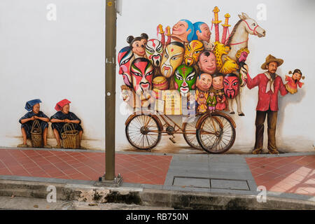 Wandbild von Yip Eibe Chong, Chinatown, Singapur. Stockfoto