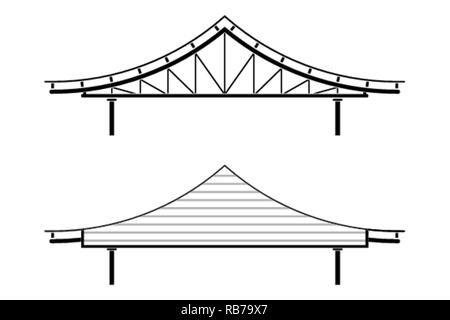 Dach für Eingang im asiatischen Stil auf weißem Hintergrund, Vector Illustration Stock Vektor