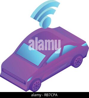Smart auto Symbol, isometrische Stil Stock Vektor