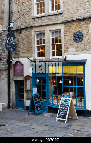 Sally Lunns Historic Eating House & Museum - Tea Rooms. Das älteste Haus in Bath, North Parade Passage, Bath, Somerset, England, Großbritannien Stockfoto