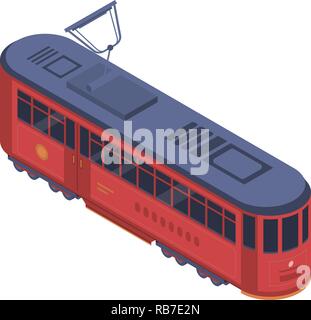 Klassische Tram Car Symbol, isometrische Stil Stock Vektor