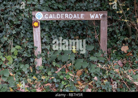 Calderdale Weise Zeichen an Hardcastle Crags, nahe, Hebden Bridge Calderdale, West Yorkshire, UK. Stockfoto