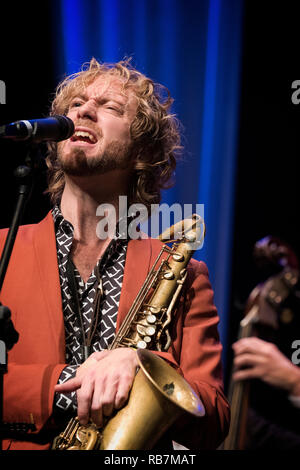 Mads Mathias singt mit Mads Mathias Quartett, Scarborough Jazz Festival 2017 Stockfoto