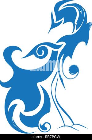 Silhouette fantasy Vogel auf weißem Hintergrund Stock Vektor