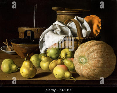 Luis Egidio Melendez, Stillleben mit Melone und Birne, ca. 1772, Öl auf Leinwand, Museum der Bildenden Künste in Boston, USA. Stockfoto