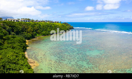 Princeville Kauai Hawaii Reef Küsten Bluffs Stockfoto