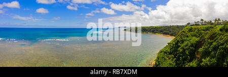 Princeville Kauai Hawaii Antenne Panoramablick perfekte tropische Paradies Stockfoto