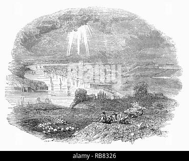 Chatham, einer der Medway Städte im Norden von Kent, South East England, entwickelt um Chatham Dockyard und mehrere Kasernen. Neben der Werft selbst, Verteidigungsanlagen wurden gebaut, um Sie vor Angriffen zu schützen. Upnor Schloss hatte im Jahr 1567 gebaut worden, hatte aber wirkungslos erwiesen; das Niederländische Raid auf der Medway im Jahre 1667 zeigte, dass mehr erforderlich war. Die Befestigungsanlagen, die aufwendiger als die Gefahr einer Invasion wuchs, wurden im Jahr 1756 als ein komplexes über den Hals der Halbinsel gebildet durch die Biegung des Flusses medway begonnen, und enthalten Fort Amherst. Stockfoto