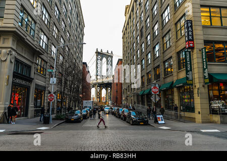 New York/USA - 1/3/18 - Die ikonische Brücke, Manhattan und Brooklyn Stockfoto