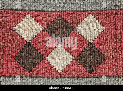 Textur der Beduinen traditionelle wolle Teppich mit geometrischen Muster, Jordanien Stockfoto