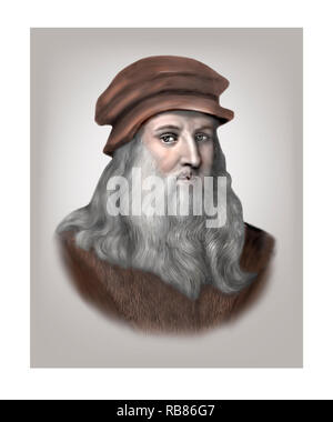 Leonardo da Vinci 1452-1519 italienischer Maler, Bildhauer, Architekt Ingenieur Stockfoto