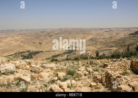 Panorama vom Berg Nebo in Jordanien, wo Moses das Gelobte Land gesehen Stockfoto