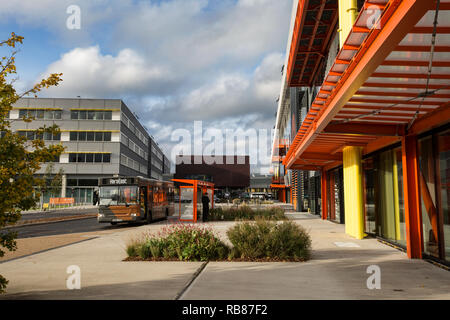 Hier östlich der digitalen Quartal für East London, der ehemalige Presse- und Zentren für die London 2012 die Olympischen und Paralympischen Spiele, East London, Großbritannien Stockfoto