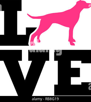 English Pointer liebe Wort mit Silhouette Stockfoto