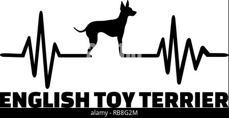 Heartbeat Puls mit Englischer Toy Terrier Hund Silhouette Stockfoto