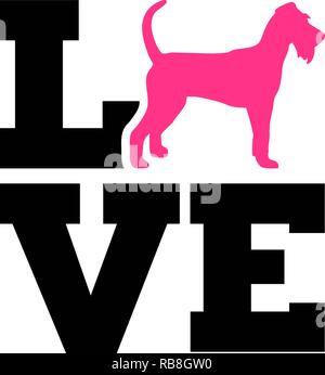 Irish Terrier liebe Wort mit Silhouette Stockfoto