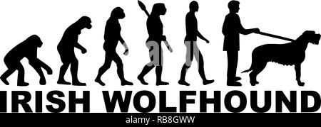 Irish Wolfhound evolution mit Word in Schwarz Stockfoto