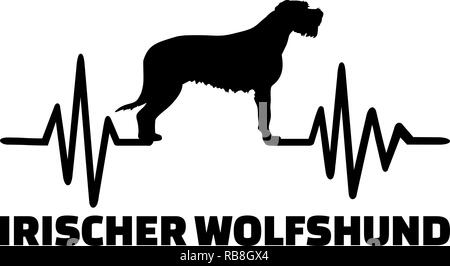 Heartbeat Puls mit Irish Wolfhound silhouette Deutsche Stockfoto