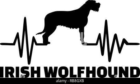 Heartbeat Puls mit Irish Wolfhound Silhouette Stockfoto