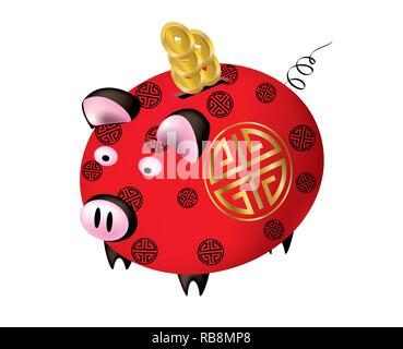 Chinesisches Neujahr 2019 - Jahr des Schweins Stock Vektor