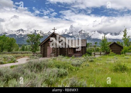 Kapelle der Verklärung in den Grand Teton National Park, Wyoming Stockfoto