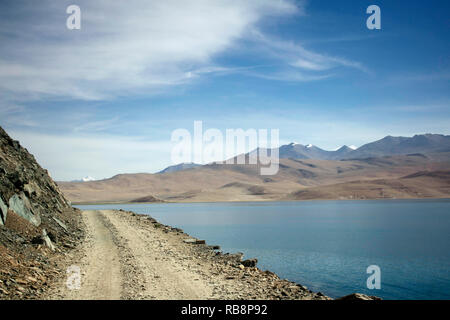 Weg zum Pangong See, Ladakh, Jammu und Kaschmir, Indien. Stockfoto