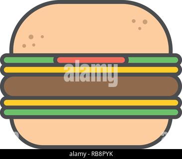 Burger flachbild Symbol Vektor kunst Cartoon Illustration Stock Vektor