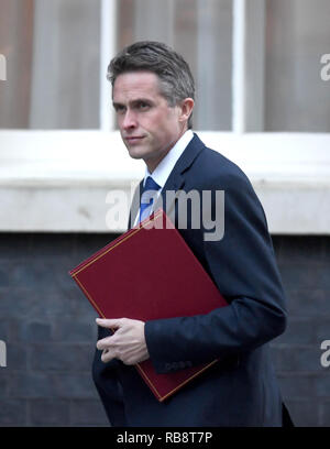 Verteidigungsminister Gavin Williamson kommt in Downing Street, London, für eine Sitzung. Stockfoto