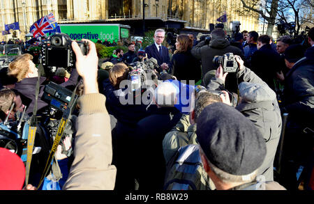Michael Gove MP (Con: Surrey Heath) auf College Green, Westminster, die Vertrauensabstimmung in Theresa's kann die Führung der Konservativen P zu diskutieren Stockfoto